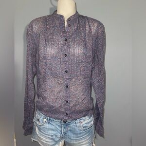 Woman’s Gap Floral Button-Up Blouse EUC Size large